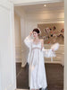 Women Long Twinset Robe Set Sexy Lace Trim Wedding Bathrobe Kimono Gown Sleepwear Elegant Ice Silk Nightgown Loungewear Homewear