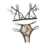 Sexy underwear women set Floral Embroidery Sheer Mesh Lingerie Set  no bra  Backless Bralette sexi Intimates lace bra set