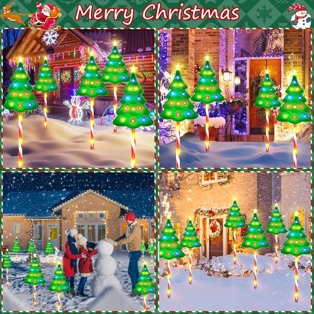 6/12 Pack Christmas Decorations Outside, Solar Christmas Pathway Lights Outdoor Candy Lights For Pathway Yard Garden Outside