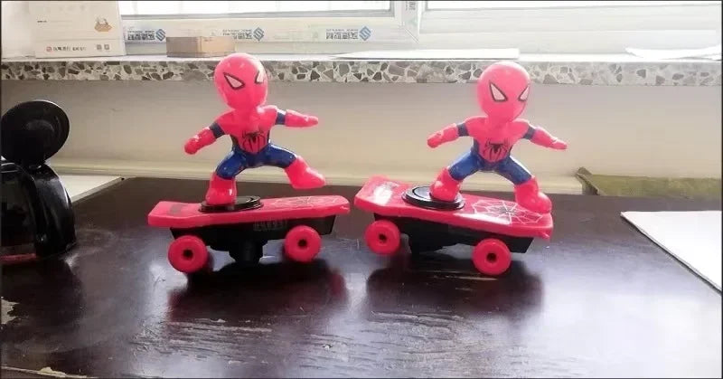 New The Avengers Spiderman Automatic Flip Rotation Skateboard Acousto-optic Car Electric Music Stunt Scooters Toy Christmas Gift