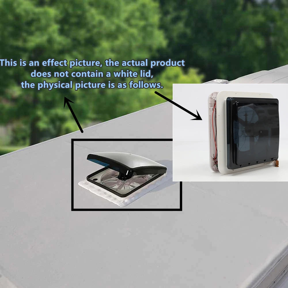 Caravan Roof Vent Fan for RV Light-transmitting Window Motorhome Air Ventilation Automatic Exhaust Fan with LED Light 12V