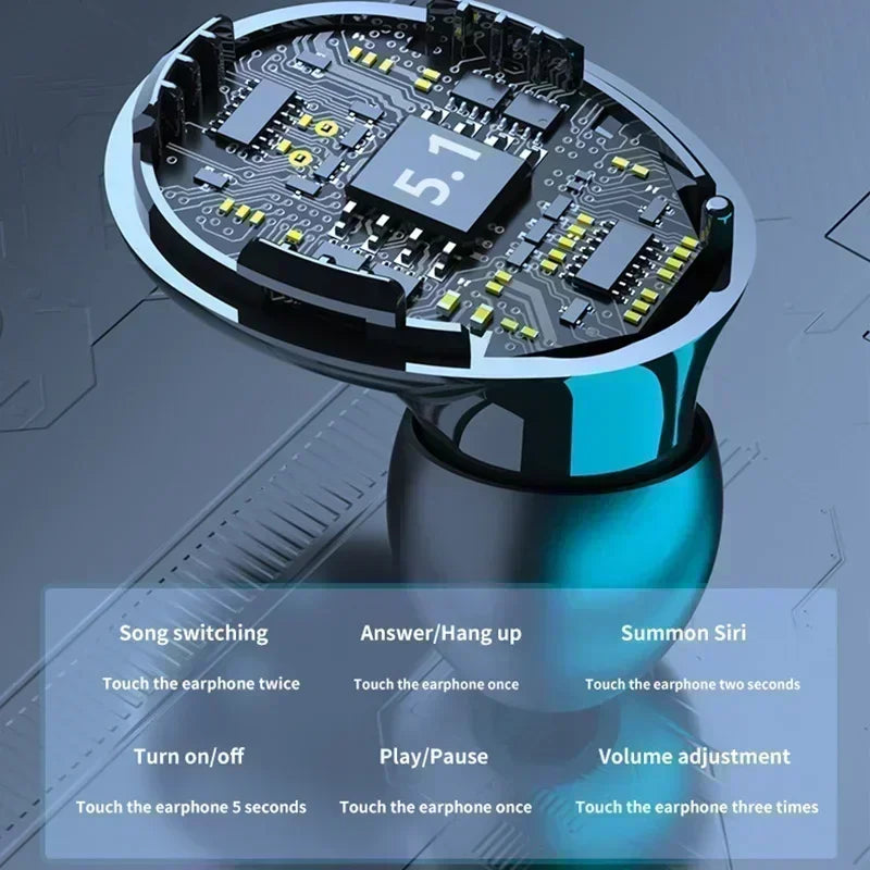 Bluetooth Earphones Handfree LED Dispay Bluetooth Headphones HiFi Stereo Music Wireless Earbuds Waterproof Gaming Headset