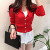 2025 Autumn Long Sleeve Fashion Women Cardigans Sweater Knitted Coat Short Casual Single Breasted Korean Slim Chic Ladies Tops