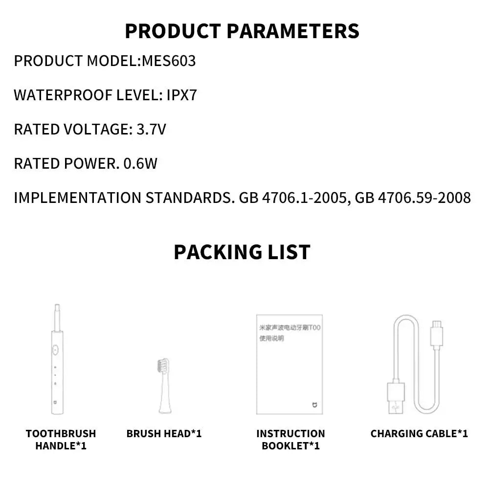 XIAOMI Mijia T100 Sonic Electric Toothbrush Mi Smart Waterproof Tooth Head Brush IPX7 Rechargeable USB for Teeth Brush Whitening
