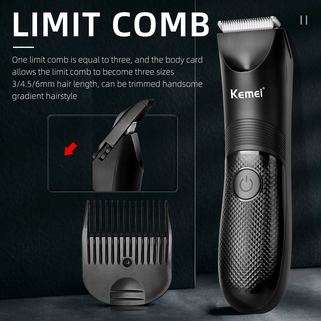Kemei Groin Area Hair Trimmer Body Hair Hygiene Razor Ceramic Blade Waterproof Wet Dry Clippers Electric Shaving Machine KM-1838