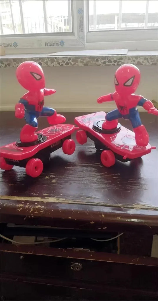 New The Avengers Spiderman Automatic Flip Rotation Skateboard Acousto-optic Car Electric Music Stunt Scooters Toy Christmas Gift