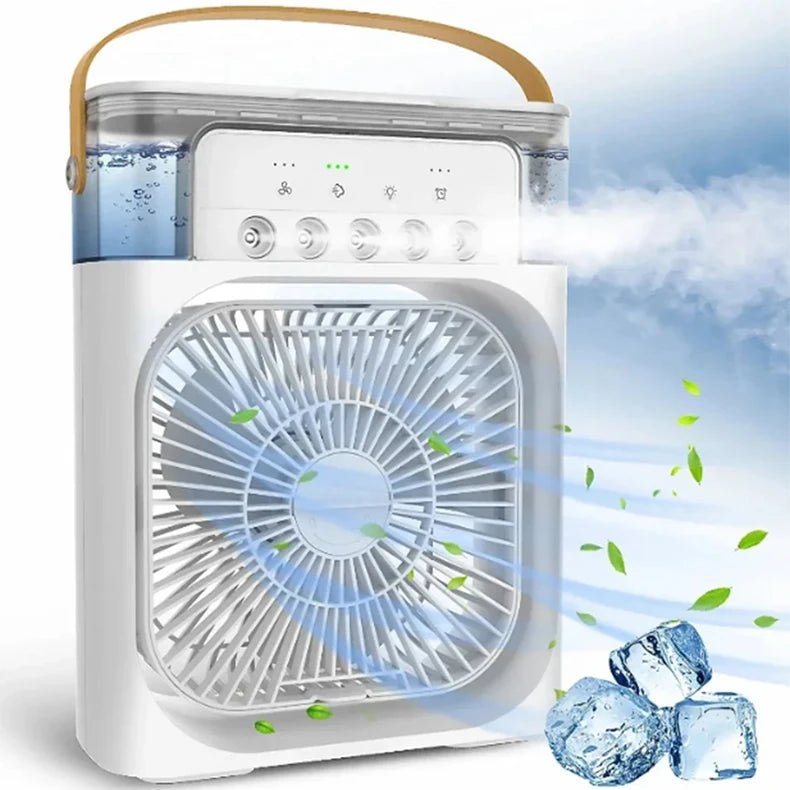 Summer Cooling Fan 3 In 1 Portable Desktop Humidifier USB Mini Air Conditioners Night Light Water Mist For Home, Office