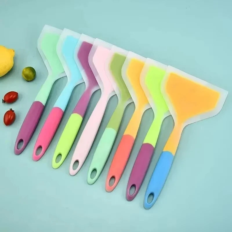 Random Color Pancake Spatula Silicone High Temperature Resistant Beef Meat Egg Kitchen Scraper Wide Pizza Cooking Tools Shovel
