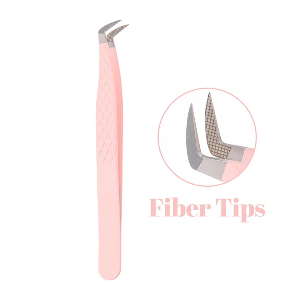 Fadvan Tweezers for Lashes Extension Fiber Tips Stainless Steel Makeup Tweezers Anti-static Free Print Your Logo
