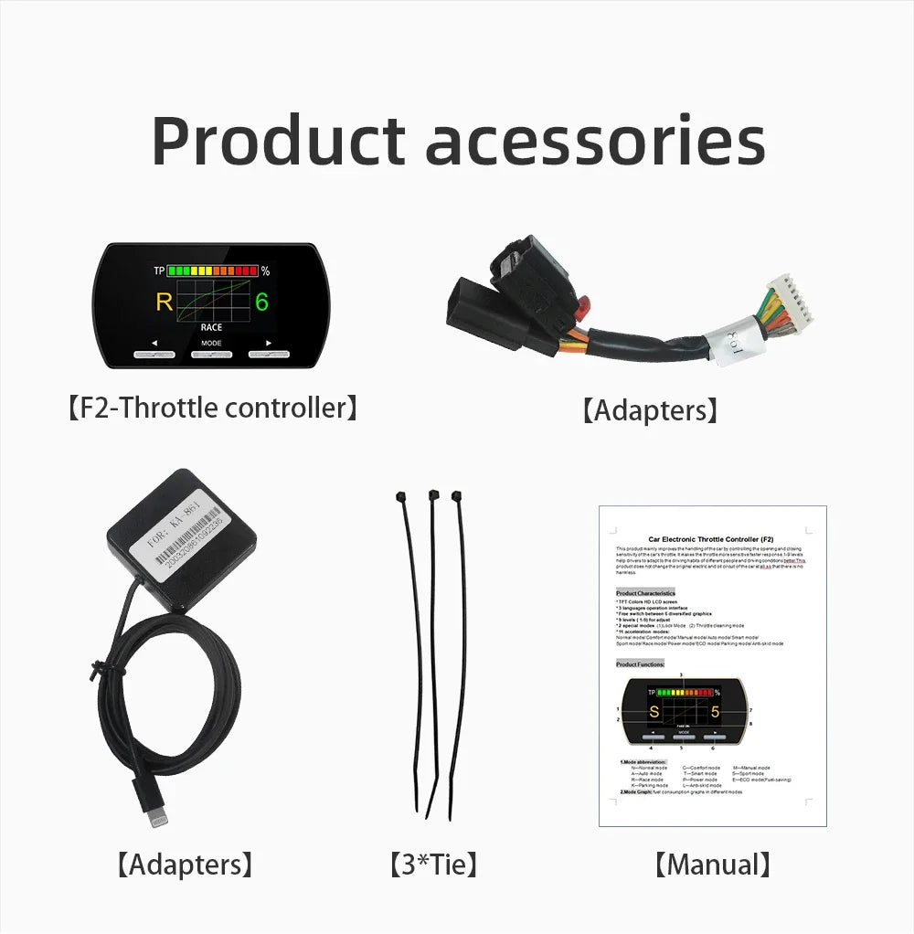 FORWiiYii 2024 Newest Auto 14 Drive Modes Car Speed Up Accelerator F2 Save Fuel Consumption Electronic Boost Throttle Controller