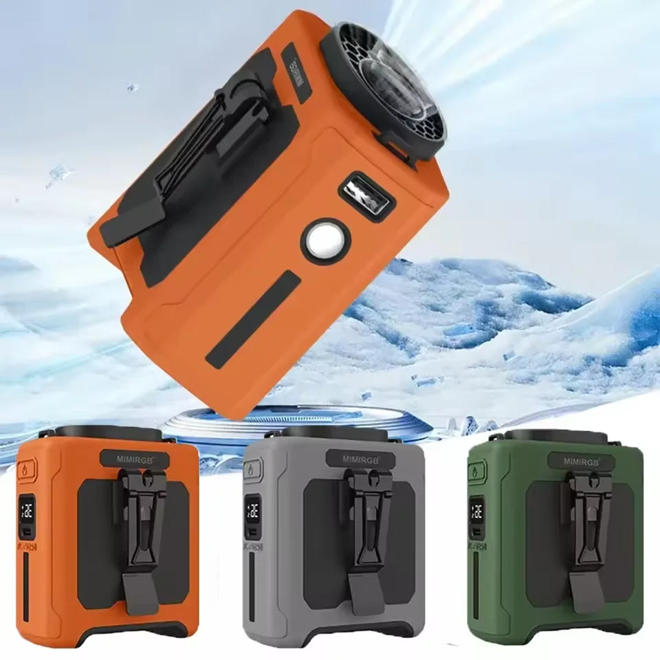 Portable Waist Fan 4000mAh Rechargeable Hanging Neck Fan Personal Wearable Belt Clip Fan with LED Flashlight for Outdoor Camping