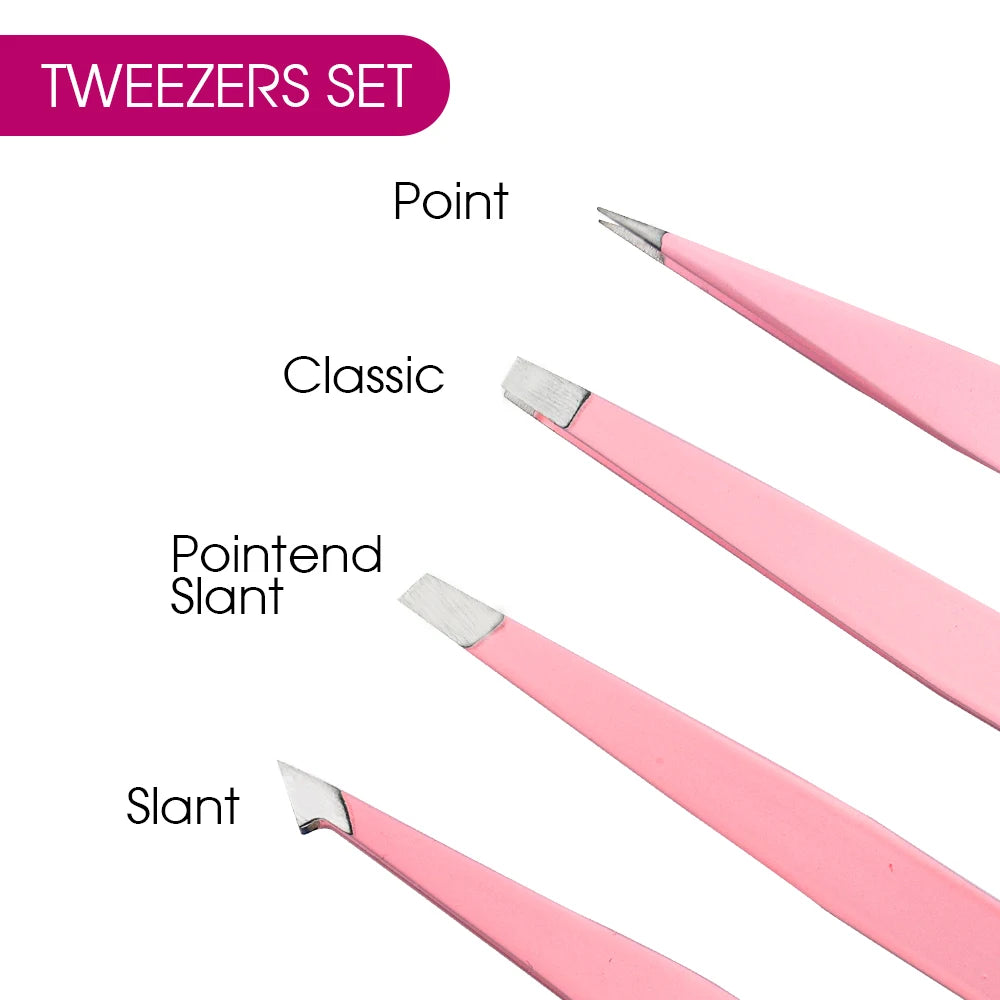 Tweezers Set 4piece Professional Stainless Steel Tweezers Precision Tweezers for Eyelash Extension Eyebrows Facial Blackhead