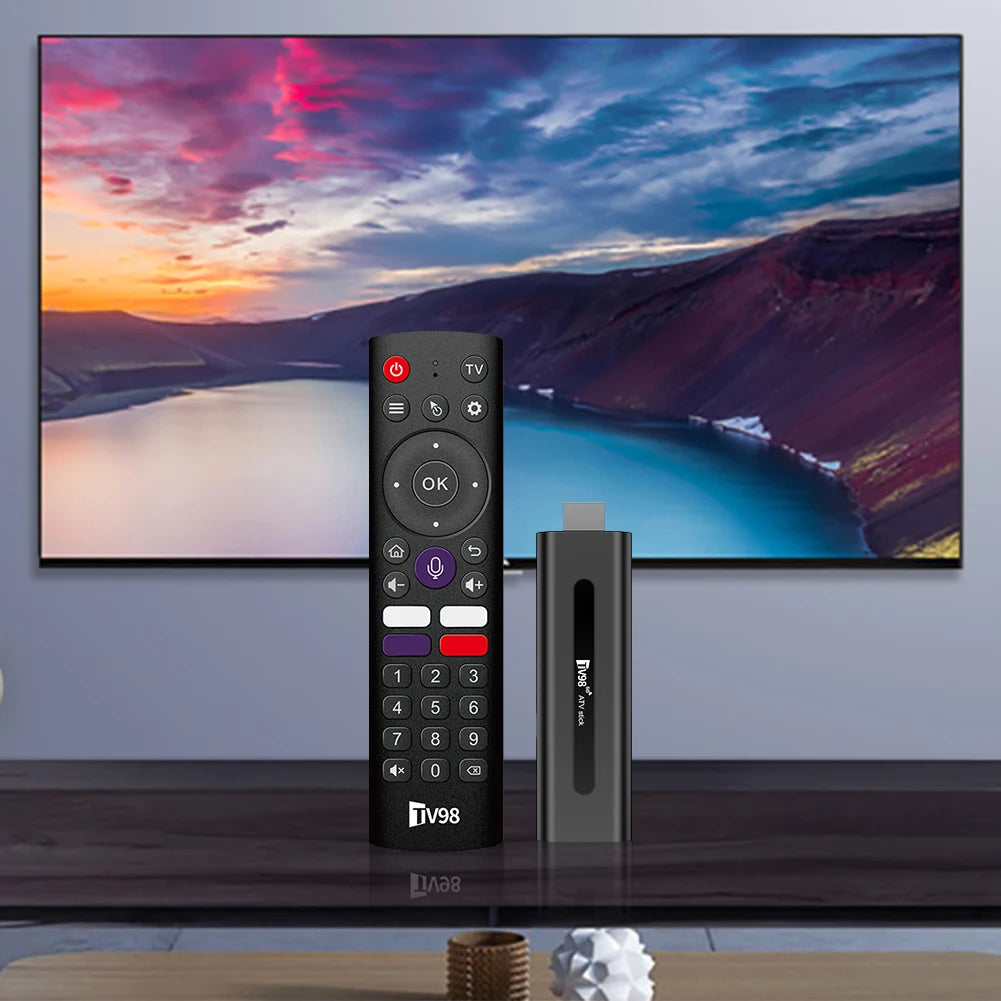TV98 Android 14.0 TV Stick ATV Smart TV Box 8K 2.4G 5G WiFi Quad Core BT5.0 Android TV Stick 14.0 Smart TV Stick Allwinner H313