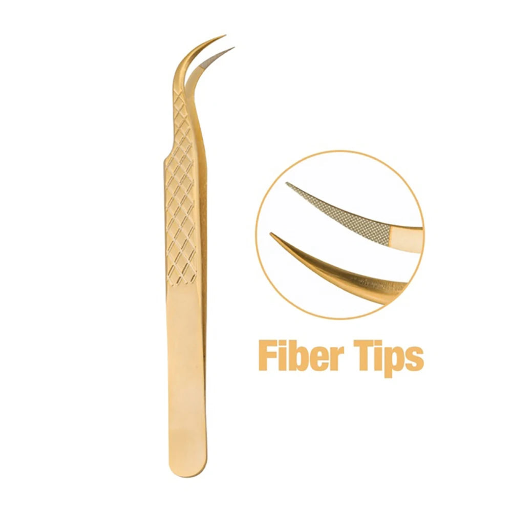 Fadvan Tweezers for Lashes Extension Fiber Tips Stainless Steel Makeup Tweezers Anti-static Free Print Your Logo