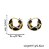 French Retro Enamel Leopard Print U-shaped Ear Buckle Women Temperament Earrings Party and Daily Wear Fashion Jewelry