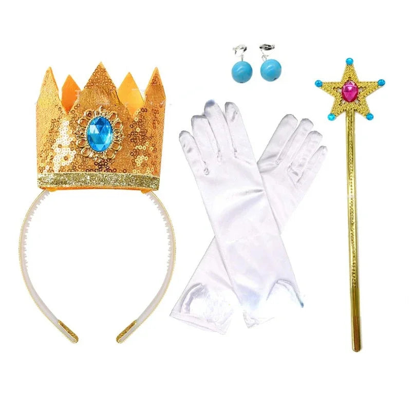 2025 Cartoon Princess Crown Cosplay Pentagram Magic Stick Earring Set Anime Girl Dress Up Halloween Christmas Gift
