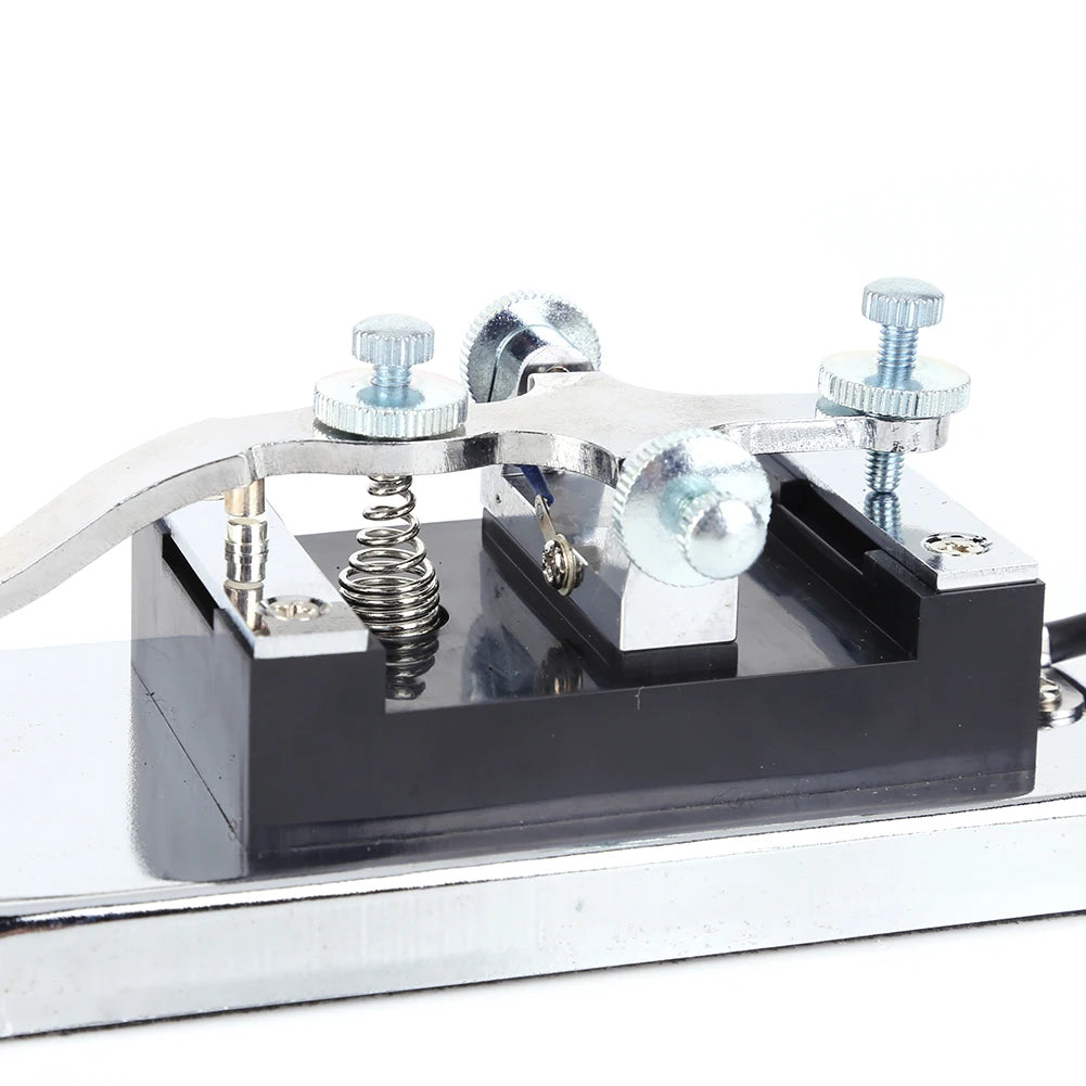HY-K4 Stainless Steel CW Telegraph Shortwave Radio CW Telegraph Key Morse Key Shortwave Radio Communication Teaching Aids
