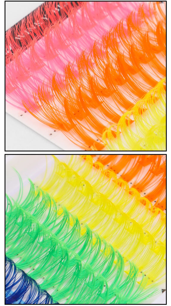120pcs Colorful DIY Cluster Individual Lashes 6 Colors Mixed Super Fulffy 40D Cosplay Hand Woven Premium Synthetic Eyelashes