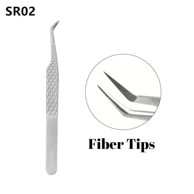 Fadvan Tweezers for Lashes Extension Fiber Tips Stainless Steel Makeup Tweezers Anti-static Free Print Your Logo
