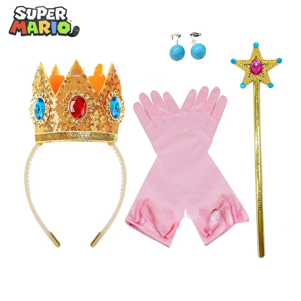2025 Cartoon Princess Crown Cosplay Pentagram Magic Stick Earring Set Anime Girl Dress Up Halloween Christmas Gift