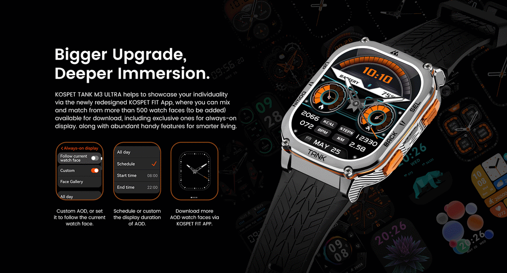 2025 KOSPET TANK M3 Ultra GPS Smartwatches Men Women Waterproof Smart watch 480mAh Digital Fitness AOD Male Electronic Watches