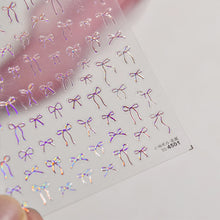 Load image into Gallery viewer, Lovely Gold Silver Black White Line Bowknot 3D Self Adhesive Nail Art Decorations Stickers Ribbon Cute Manicure Decals Wholesale