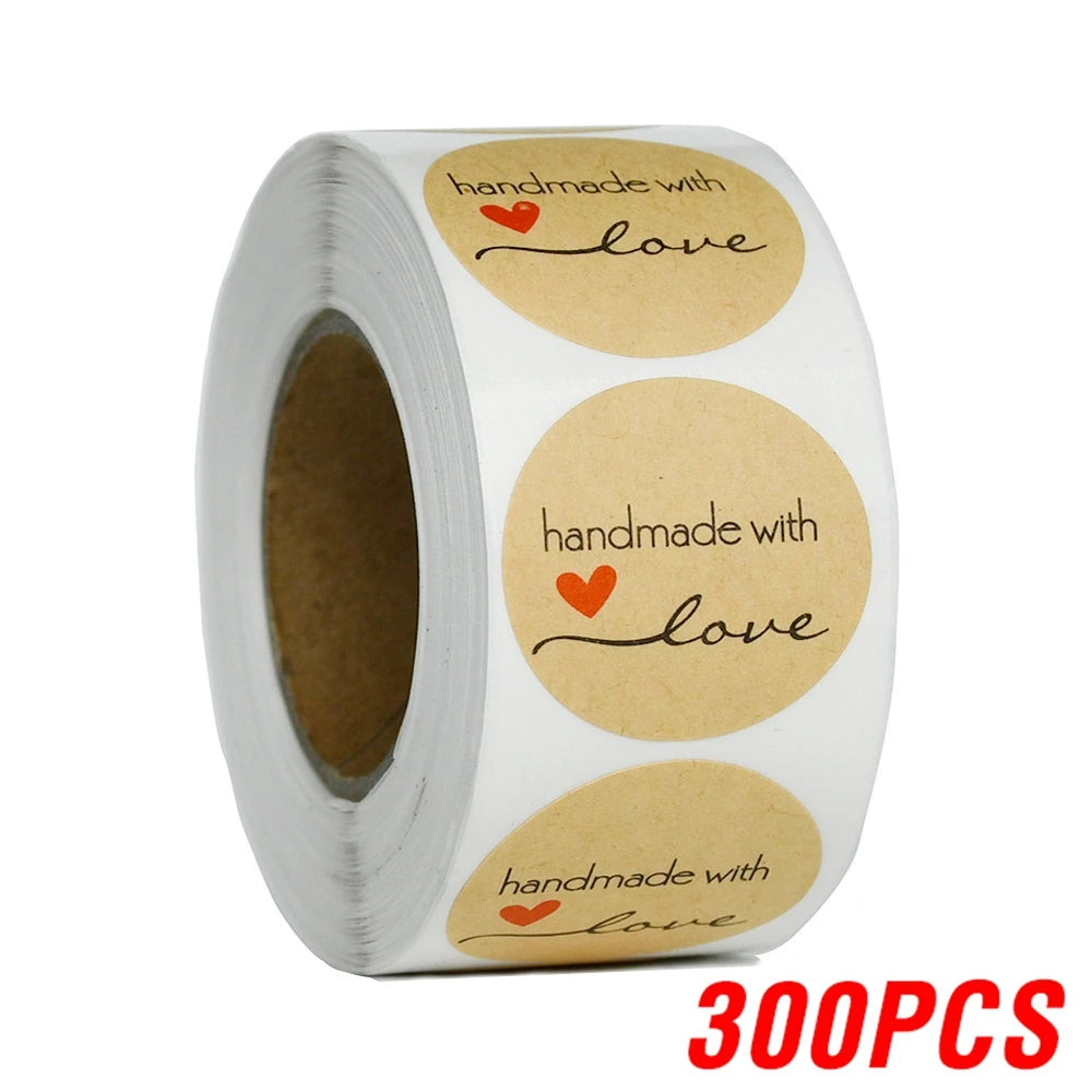 100-500pcs Round Natural Kraft Handmade Stickers Scrapbooking For Package Adhesive Thank You Sticker Seal Labels