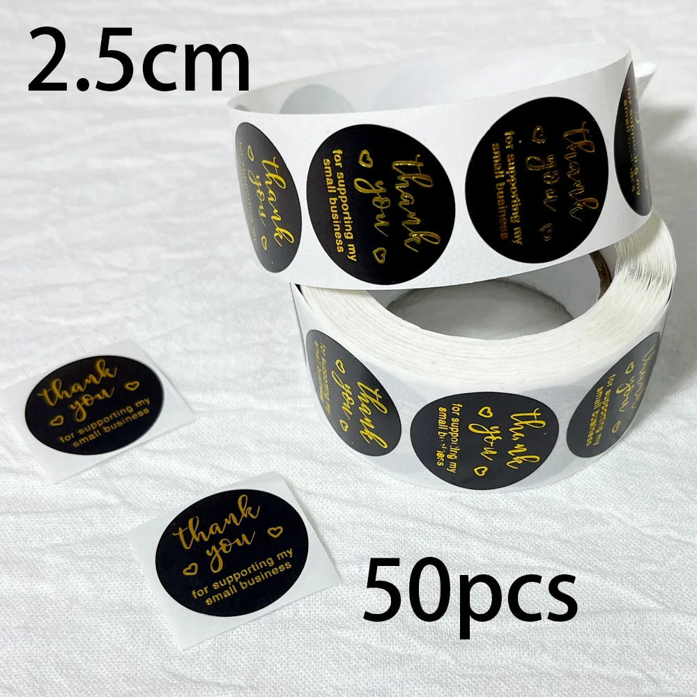 2.5cm 50/500pcs Thank You Round Sticker Scrapbook Letter Handmade Stickers Seal Labels Stickers Wedding Gift Flower Decoration