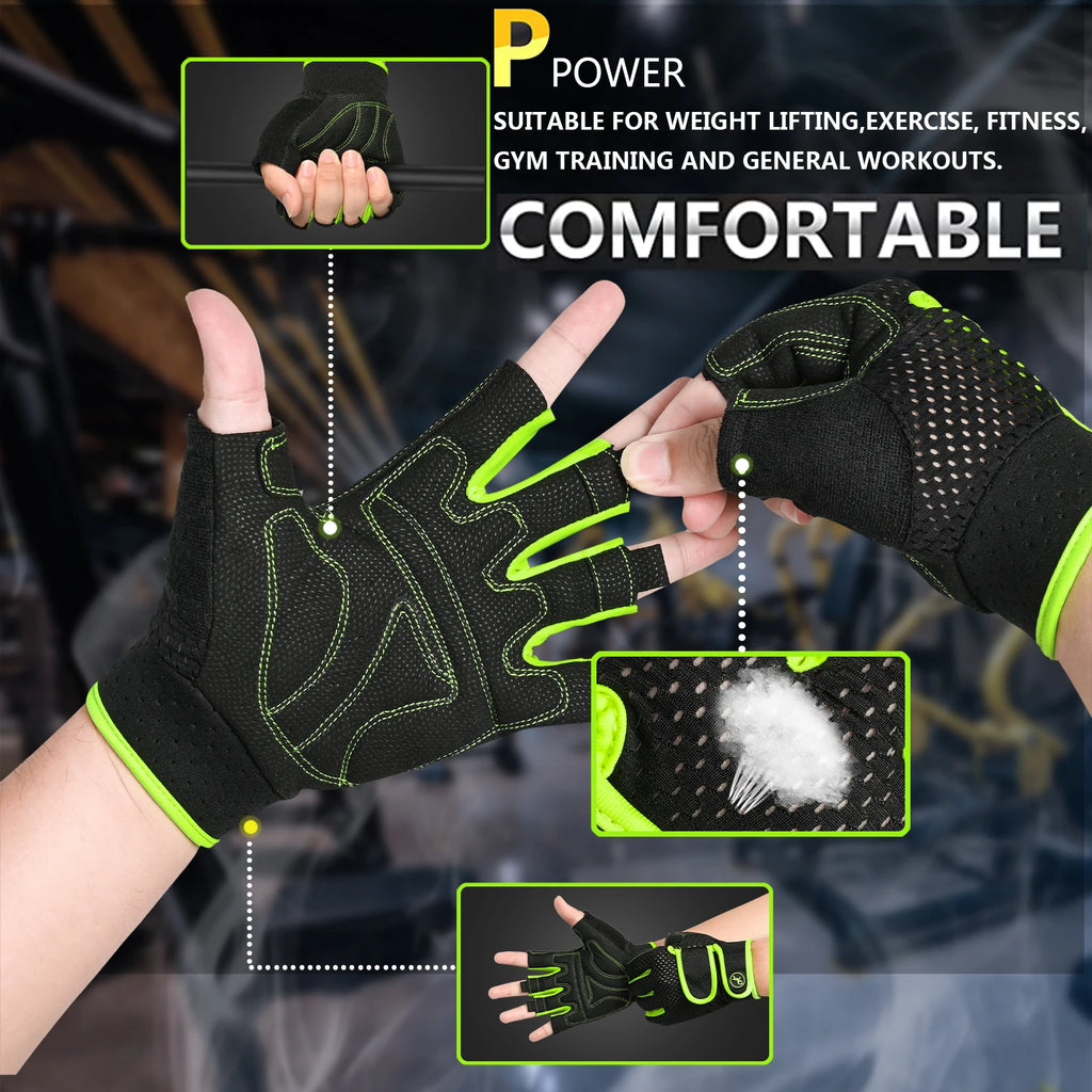 MOREOK Workout Gym Gloves Men Women,3MM SBR Pads,Half Finger Weight Lifting Exercise Fitness Gloves for Training,Pull Ups,Rowing