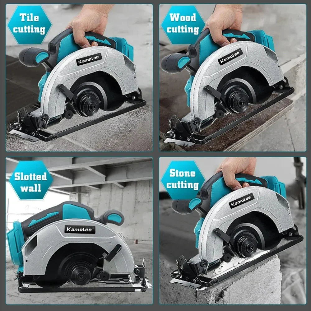Kamolee 7 inch 21V 6.0Ah 6000mAh Electric Circular Saw  for Home DIY Apply to 18V 21V Battery