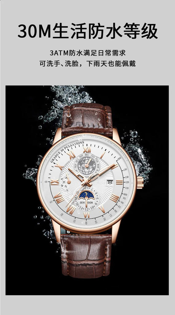 2024 Men Watch Fashion Top Luxury Sport Men's Wristwatch Waterproof Luminous Leather Date Quartz Watches Man clock