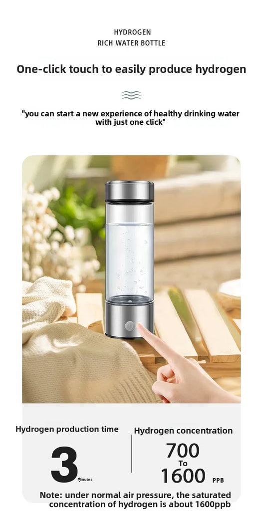 Portable Electric Hydrogen Generator Water Cup Filter Ionizer Maker Hydrogen-Rich Water Cup Anti-Aging Hydrogen Water Bottle