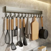 Kitchen Hook Wall Mounted Kitchen Storage Rack Storage Row Hook Holder No Punch Shelves with Movable Hook Kitchen Utensil