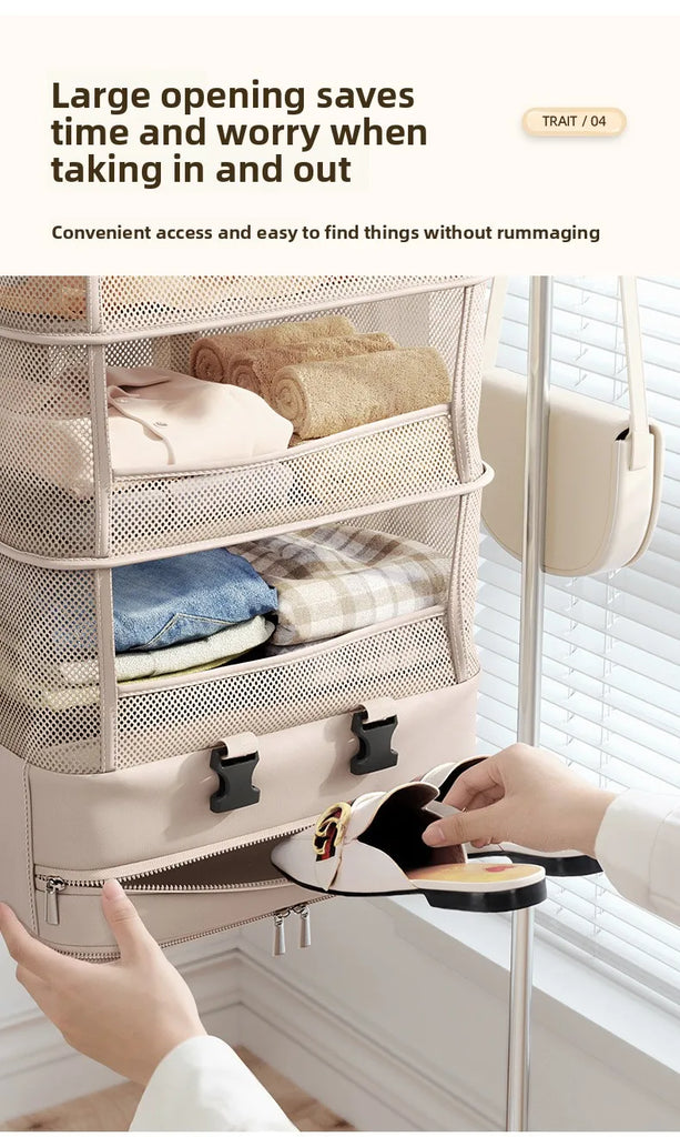 1pc Hanging Travel Clothes Storage Bag Large Capacity Underwear Storage Bag Business Trip Tourism Hotel Wardrobe Hanging Bag