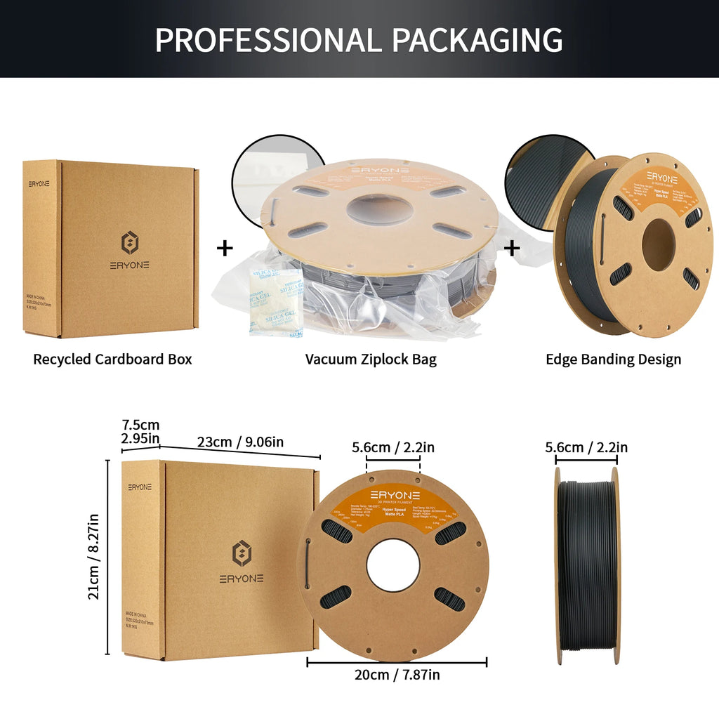 ERYONE Hyper Speed Matte PLA Filament 1KG 1.75mm ±0.03mm High Quality No Bubble Filament Neat Winding For 3D Printer New Arrival