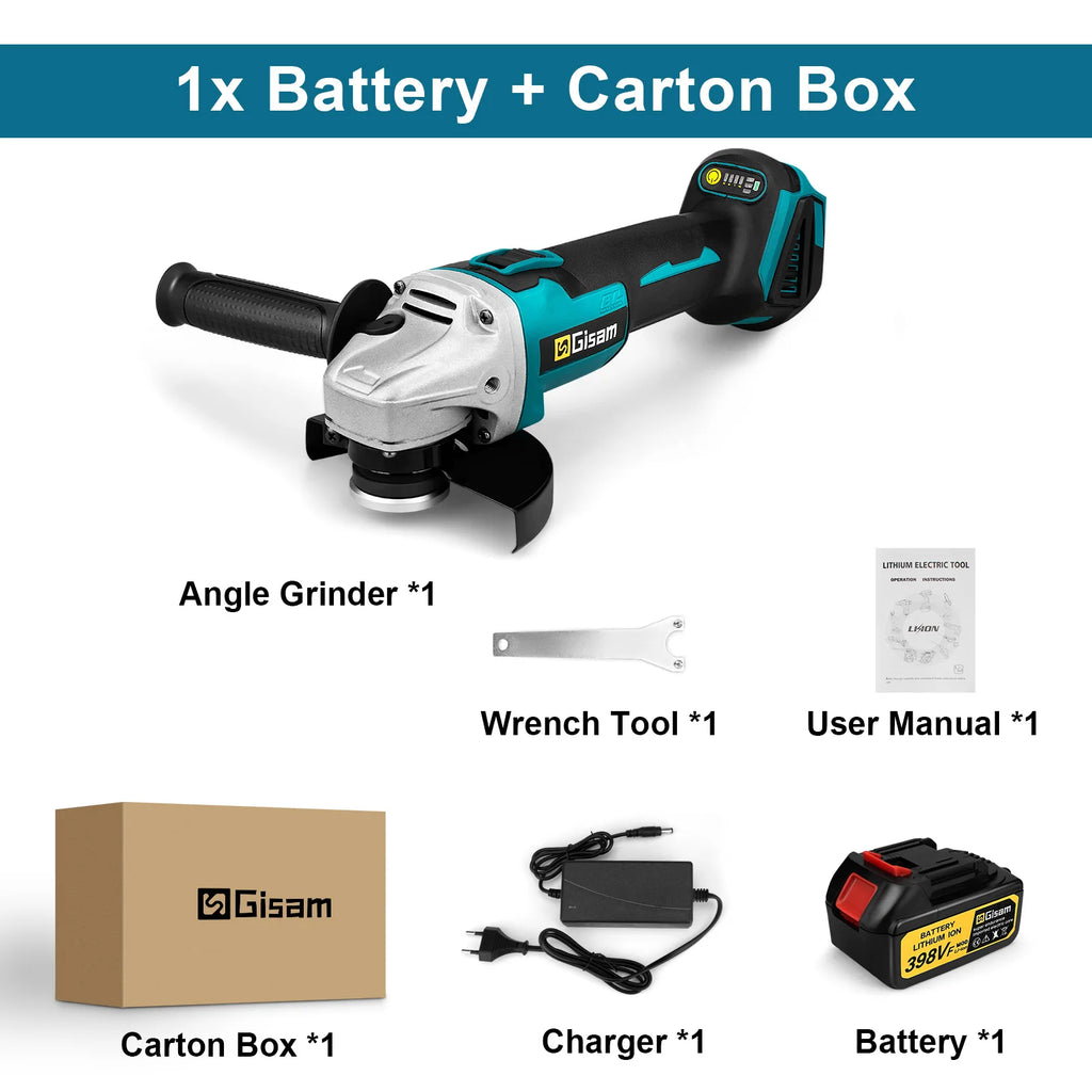 Gisam 125MM Brushless Electric Angle Grinder Variable Speed M14 Cutting Machine Woodworking Tool for Makita 18v Battery Pin