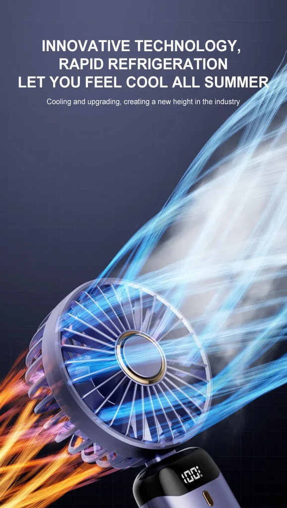 Digital  Display USB Handheld Mini Fan Portable  Office Student Desktop Silent  Foldable Small Fan Multi-Speed Adjustment
