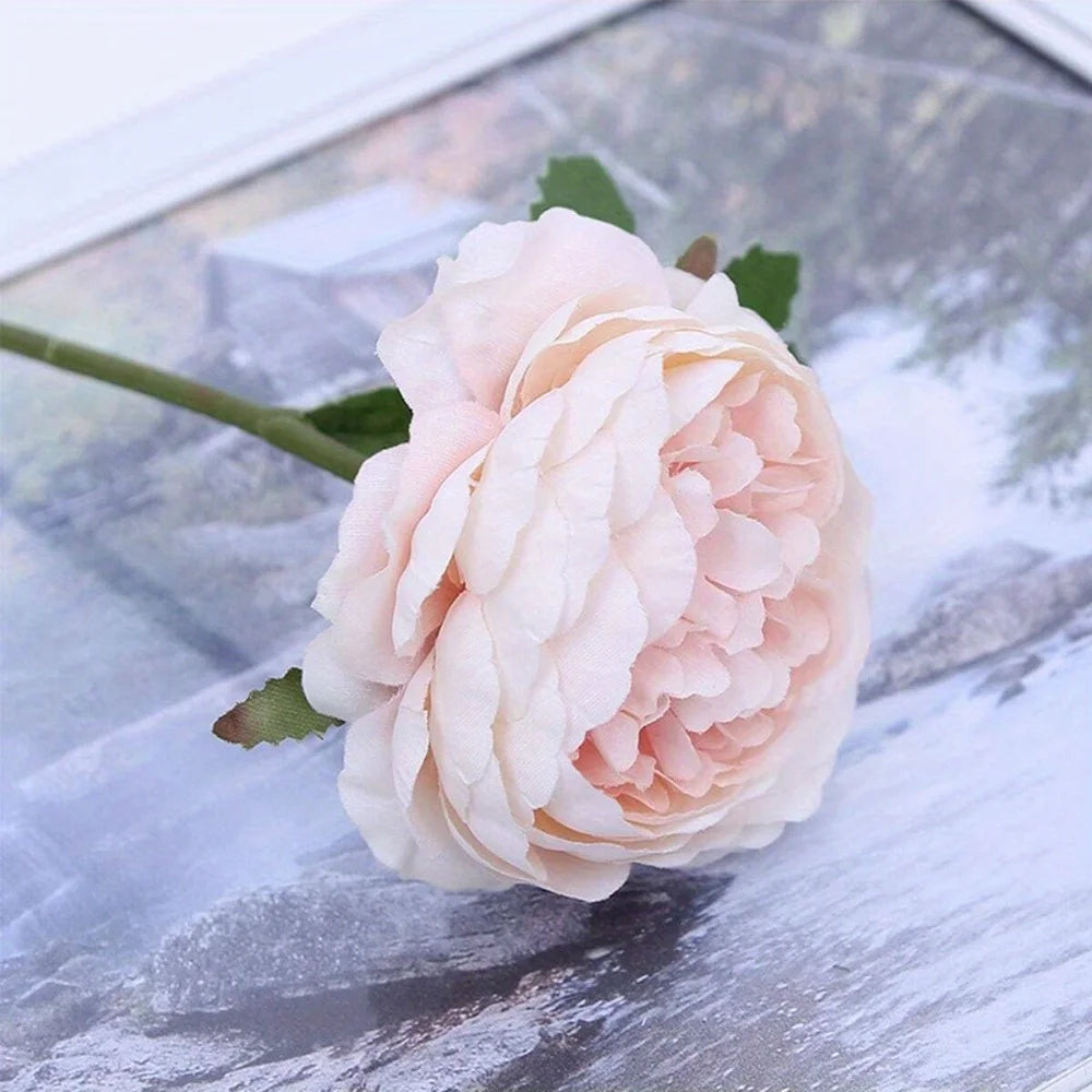 10 Pcs Artificial Flower Peony 11.8in Fake Flower Western Rose Tea Rose for Wedding Home Party Table Decor Christmas Decorations