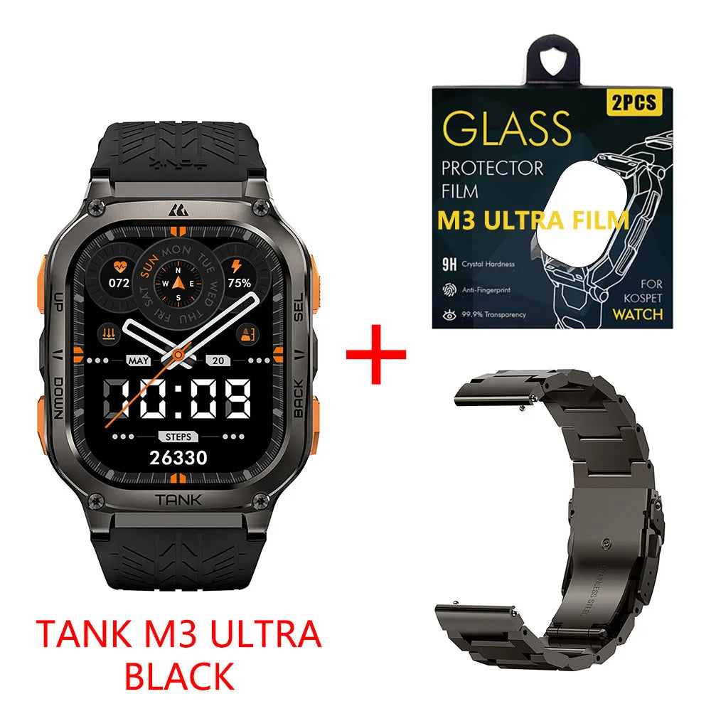 2025 KOSPET TANK M3 Ultra GPS Smartwatches Men Women Waterproof Smart watch 480mAh Digital Fitness AOD Male Electronic Watches
