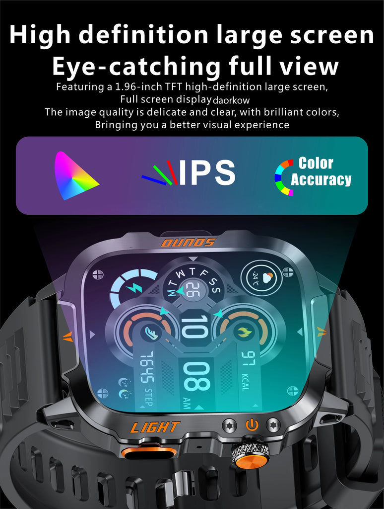 LIGE New Outdoor Military Smart Watch Men 420mAh LED Flashlight Heart Rate Sleep Health Monitoring Sport Fitness Smartwatch 2025