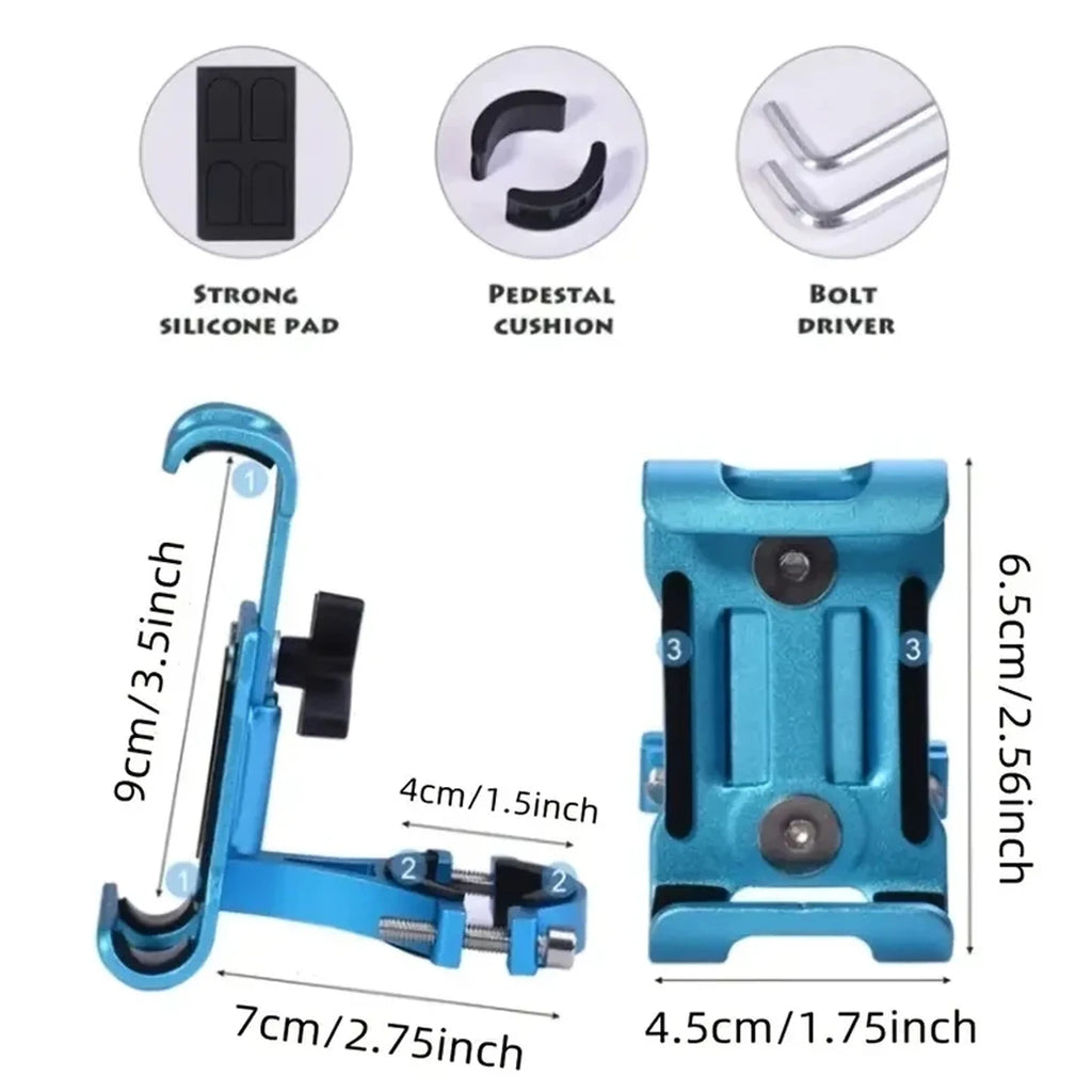 Metal Motorcycle Bike Phone Holder Aluminum Alloy Anti-slip Bracket GPS Clip Universal Bicycle Stand Support for All Smartphones