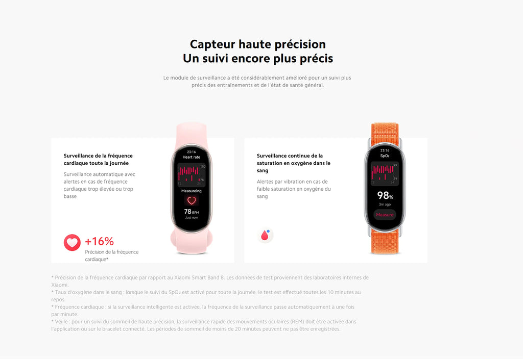 Xiaomi France | Xiaomi Smart Band 9, very endable up to 21 days of battery life, large screen AMOLED "1,62 nits