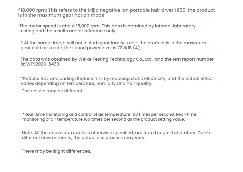 XIAOMI High Speed Hair Dryer H501 Negative Ion Hair Care 110000 Rpm Dry 220V CN Version (With EU Adapter) 62m/s wind speed