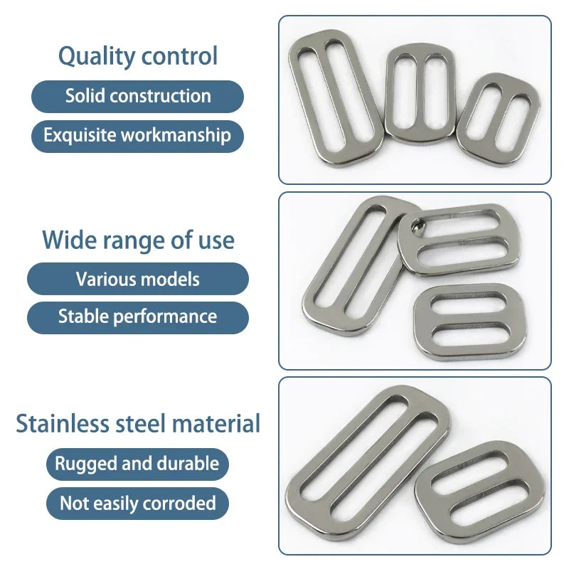 2-10Pcs 20-38mm Stainless Steel Bag Strap Buckles Tri-Glide Slider Ring Buckle Garment Belt Clip Clasp Adjuster Hook Accessories