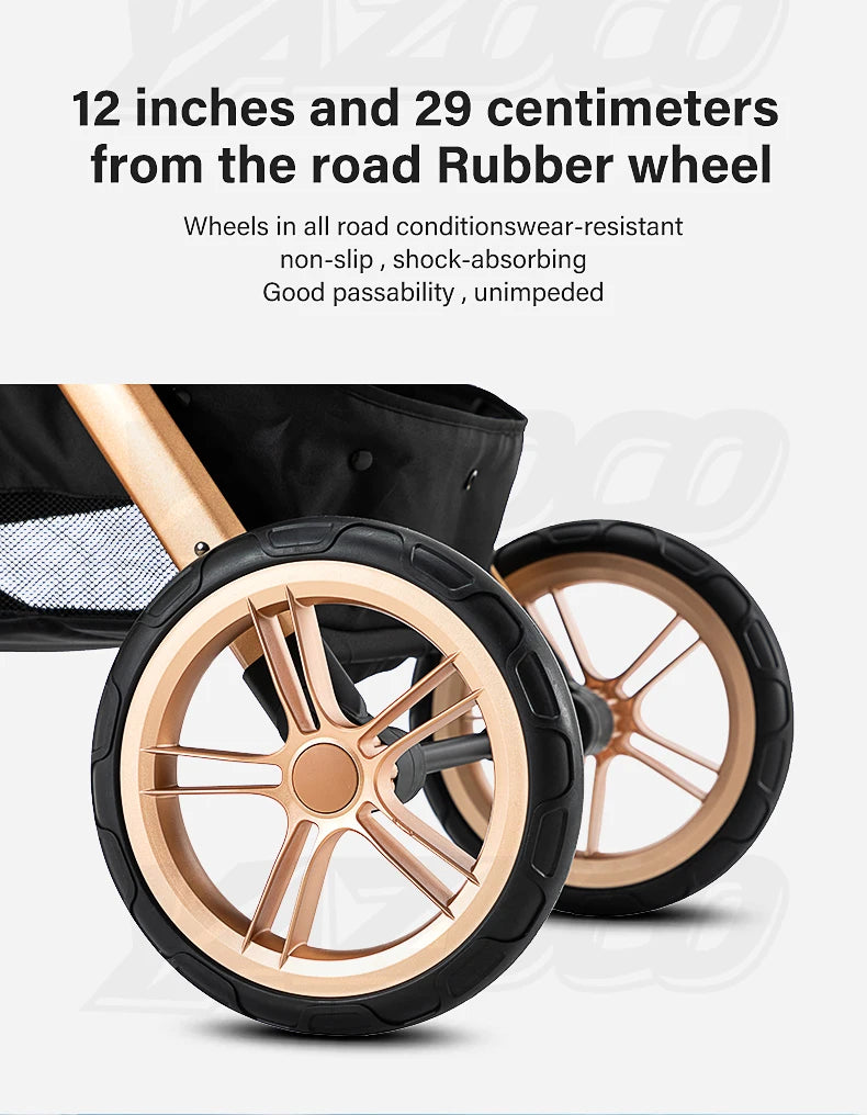 Luxury Baby Stroller 3 in 1 Newest Easy Folding Multifunctional Stroller Travel Portable Baby Carriage Safety Seat EU Standard