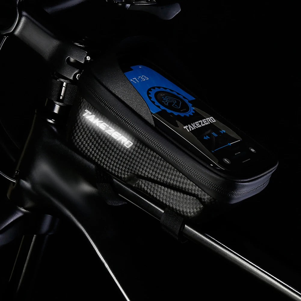 Touch Screen Bicycle Frame Top Tube Bag Light Barrier Waterproof Bike Pouch Phone Case Hard Shell Case Cycling Accessories