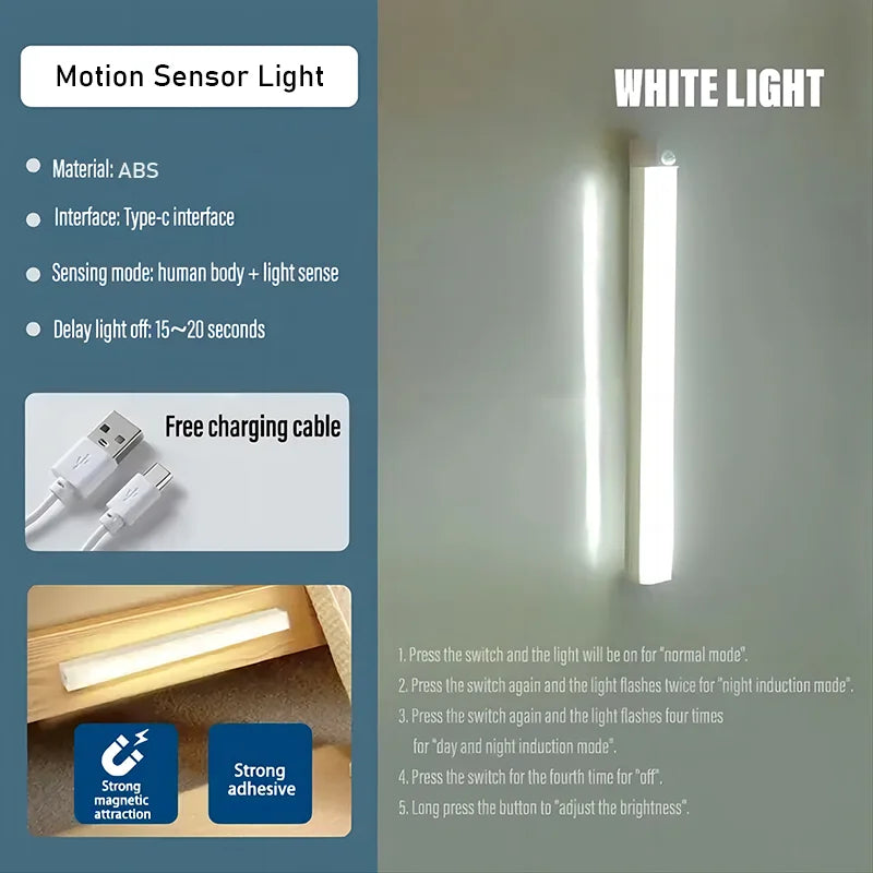 Wireless LED Cabinet Light Motion Sensor Light Closet Night Lamp For Kitchen Bedroom Detector Light Cabinet Staircase Backlight