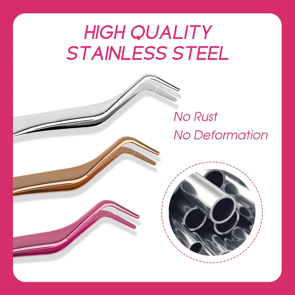 1PC Eyelash Tweezer Stainless Steel Anti-Static Eyelash Extensions tweezers Makeup Tools