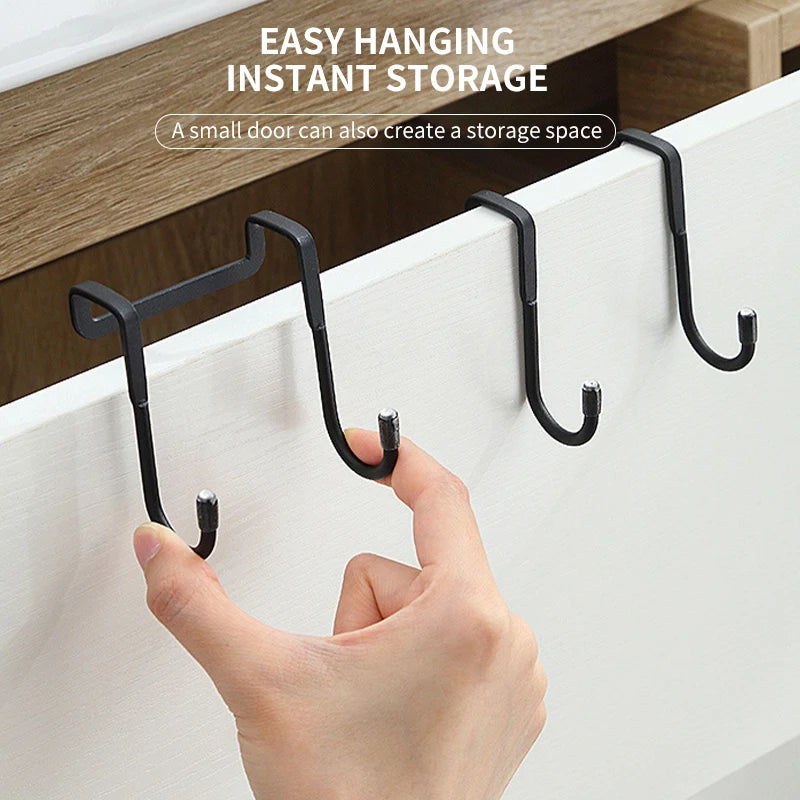 Stainless Steel Double S Hook Free Punch Wall Hanging Bathroom Kitchen Door S Hook Towel Storage Rack