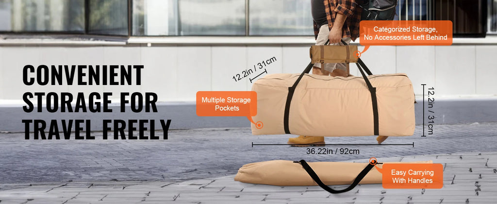 SucceBuy Canvas Bell Tent 4 Seasons 4 m/13.12 ft Yurt Tent Canvas Tent for Camping with Stove Jack Breathable Tent Holds 6People